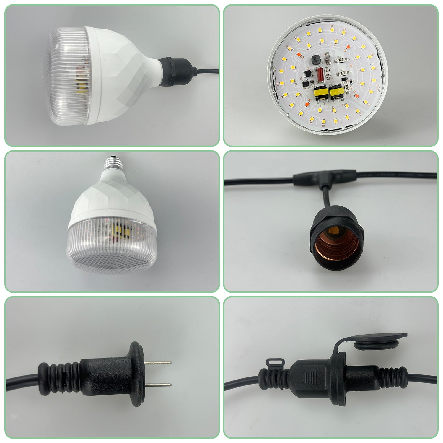 Soliseed Outdoor LED Grow Lights for Greenhouses, Adjustable Height & Position, 12-Lights Full Spectrum Grow Light Bulbs, Outdoor Waterproof Greenhouse Accessories, 33FT String Grow Lights