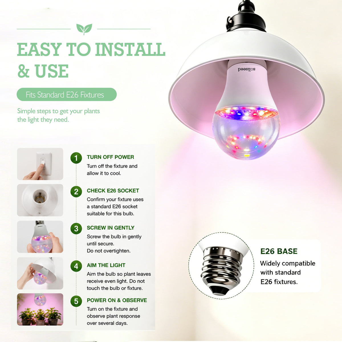 Soliseed 10W Red-Blue E26 Grow Light Bulb - 3 Pack - product detail 5