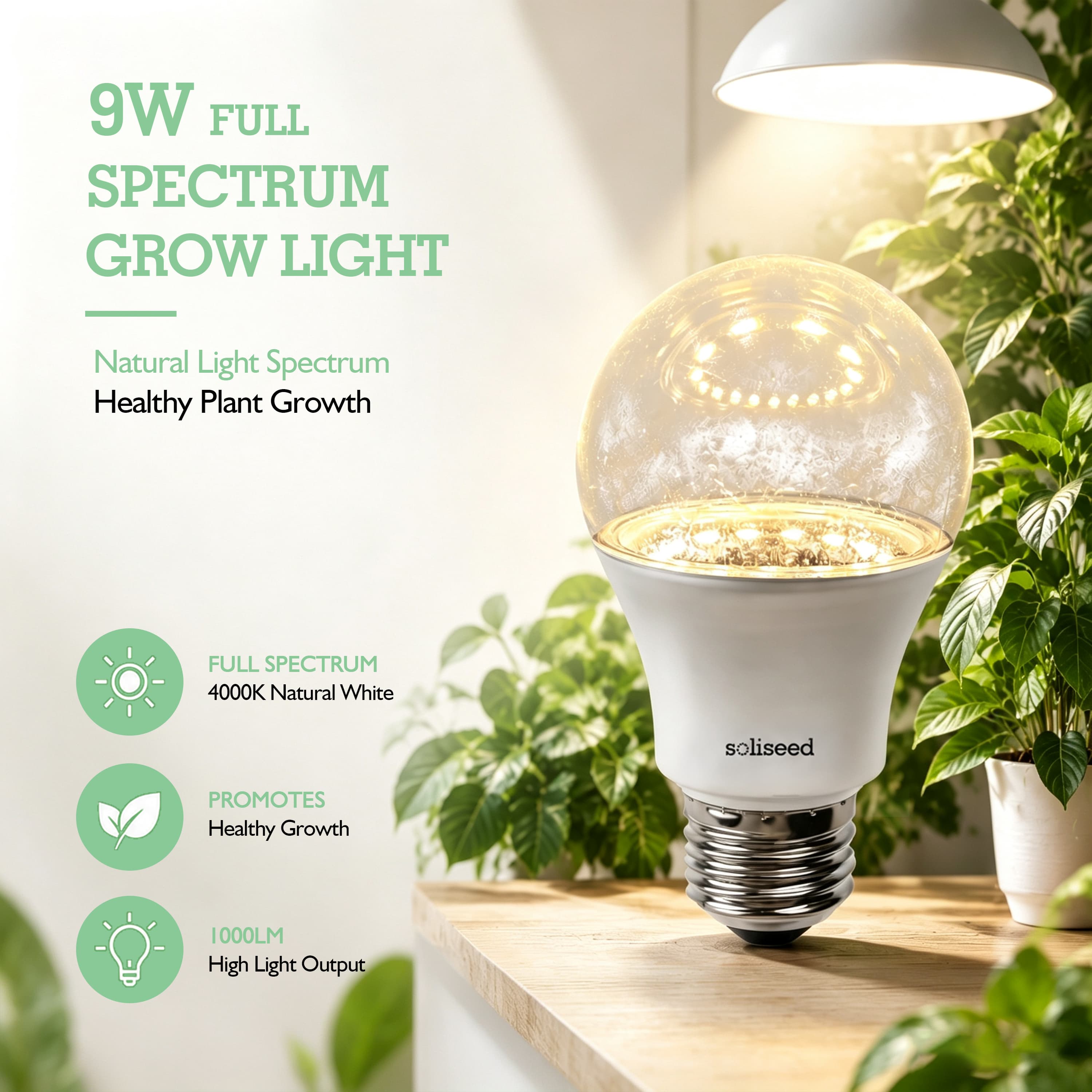 Soliseed A19 Full-Spectrum E26 Grow Light Bulb - 3 Pack