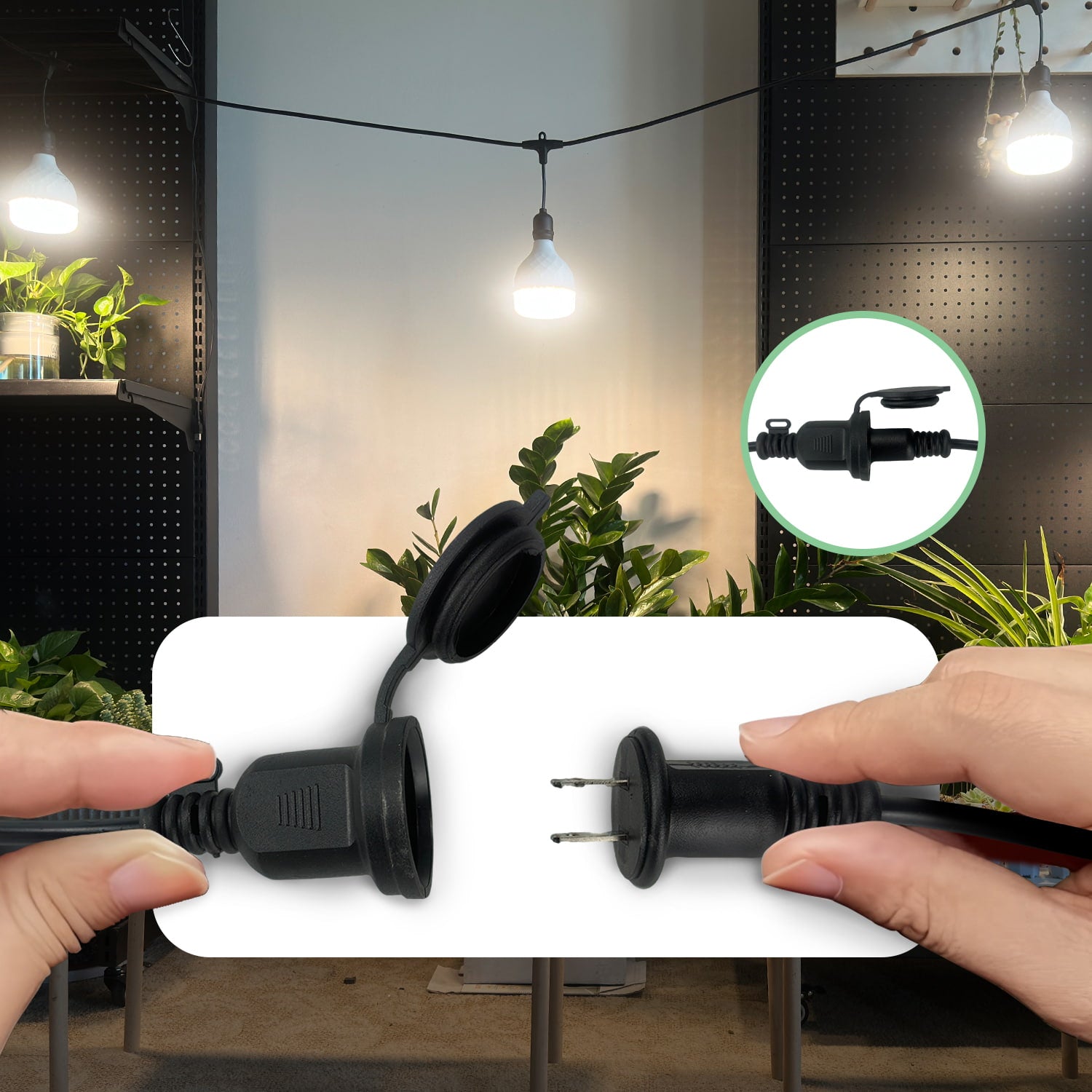 Soliseed Outdoor LED Grow Lights for Greenhouses, Adjustable Height & Position, 12-Lights Full Spectrum Grow Light Bulbs, Outdoor Waterproof Greenhouse Accessories, 33FT String Grow Lights