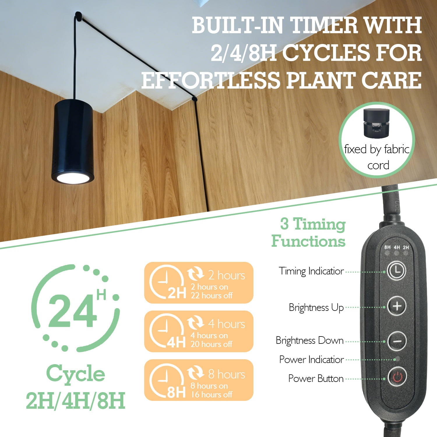 Soliseed 24W Hanging Grow Light for Indoor Plants – Full Spectrum 4000K Plug in Pendant Light with Timer, Adjustable Cord & High CRI for Stylish Indoor Gardening