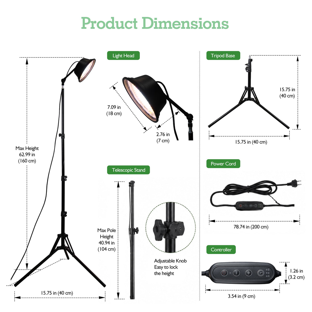 Soliseed 40W Full-Spectrum Tripod Grow Light - product detail 5