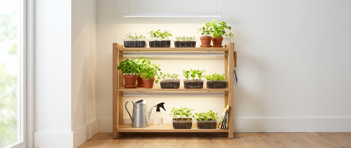 Grow lights for greenhouse and seedling setups.