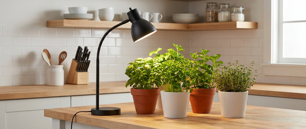 Grow lights for kitchen herbs.